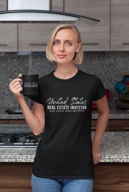United States Real Estate Investor white logo t-shirt